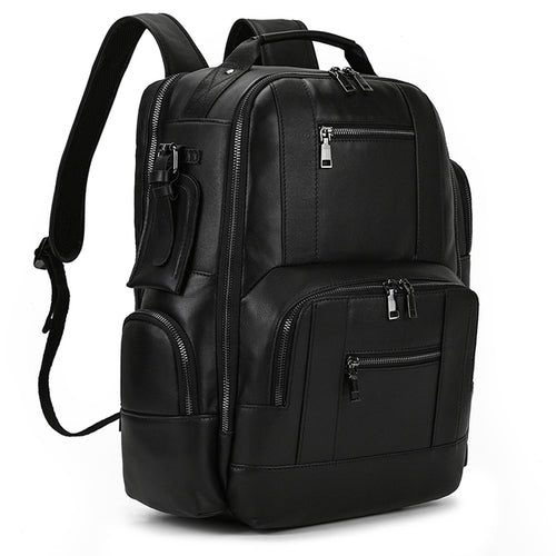 Newsbirds Men's Leather Backpack Retro Luxury Fashion Style Bagpack