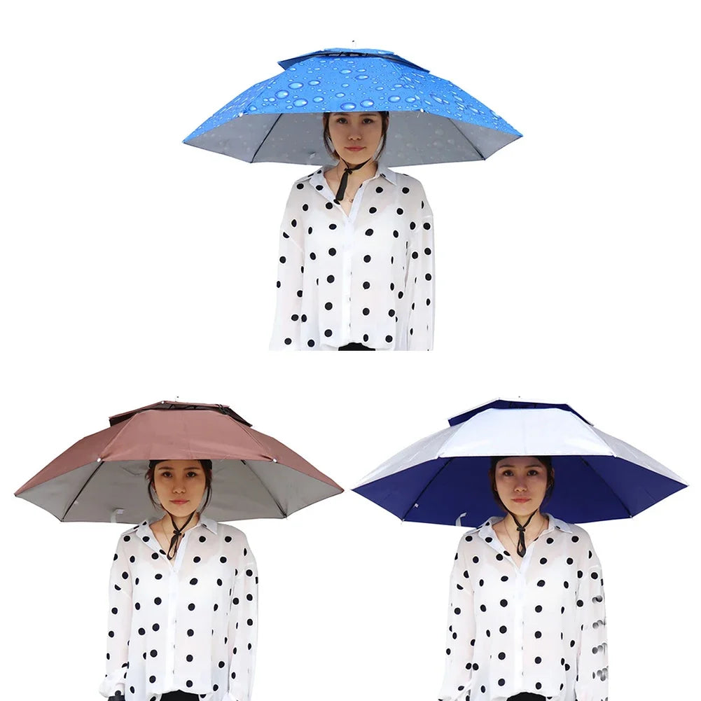 Portable Rain Umbrella Hat Foldable Outdoor Sun Shade Caps Waterproof