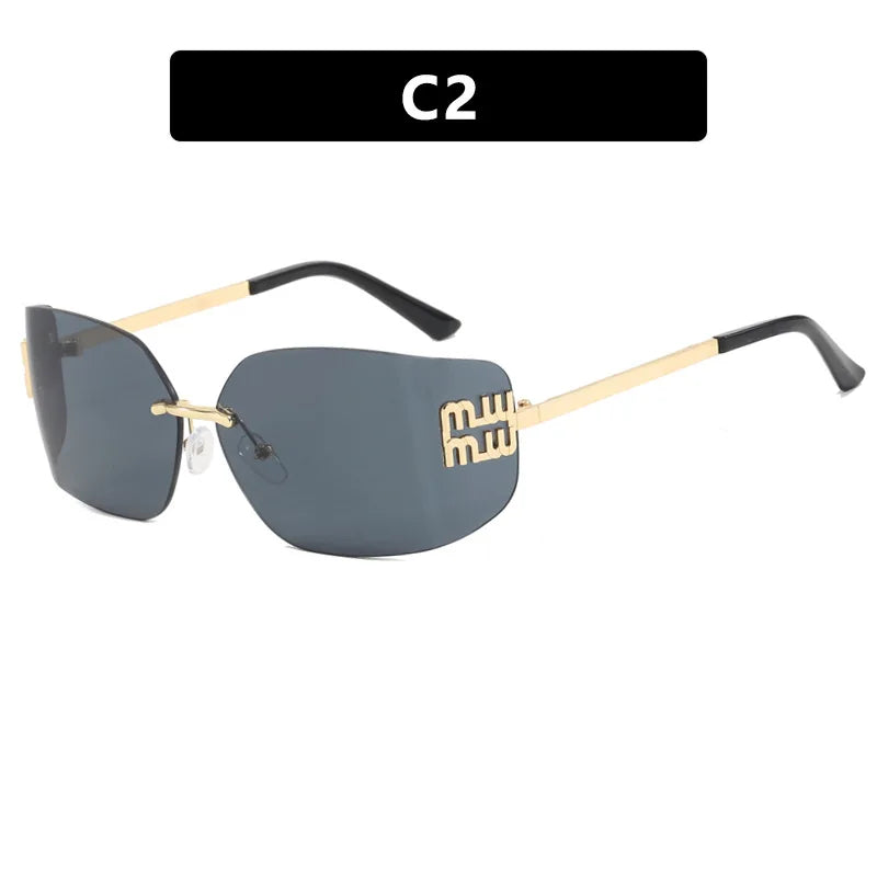 KAMMPT Retro Rimless Design Shades Luxury Metal Women Sunglasses High