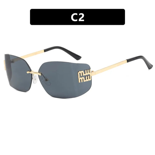 KAMMPT Retro Rimless Design Shades Luxury Metal Women Sunglasses High