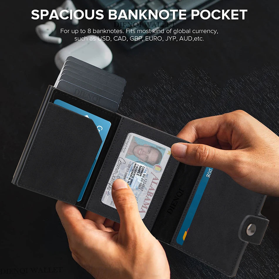 Rfid Carbon Fiber Men Wallets for Airtag Luxury Slim Mini Credit Card