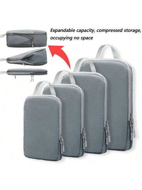 4 pcs/set Compressible Packing Travel Storage Bag Cubes Waterproof