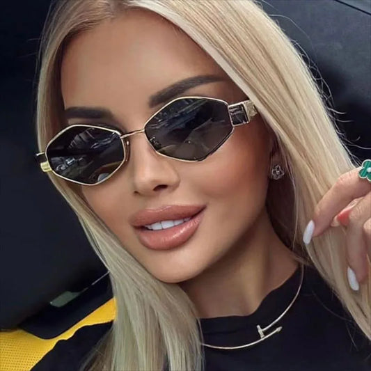 Fashion Hexagon Sunglasses Women 2024 Luxury Brand Design Unique
