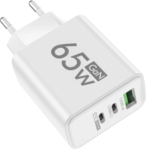 Total 65W GaN USB Charger 3 Ports Fast Charging Type C Adapter Mobile