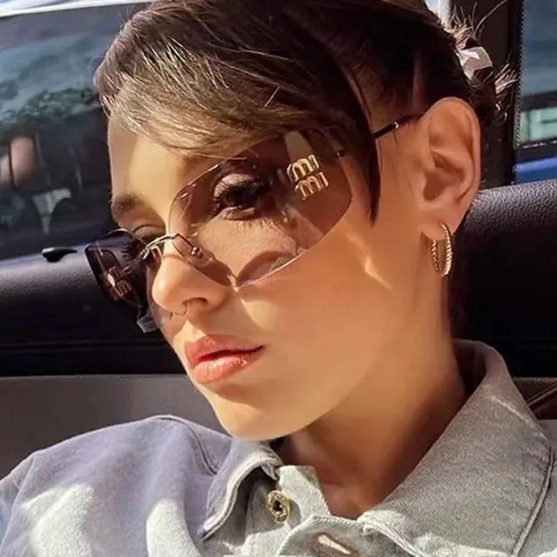 KAMMPT Retro Rimless Design Shades Luxury Metal Women Sunglasses High