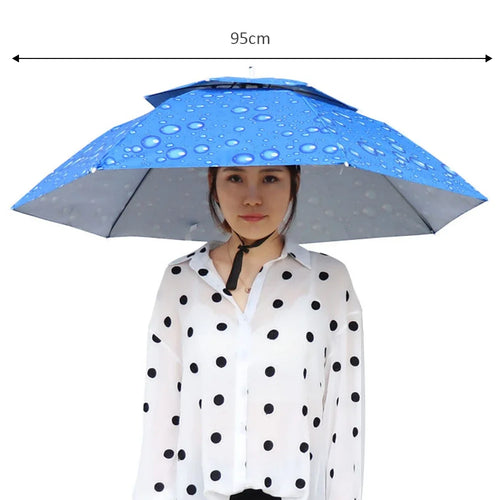 Portable Rain Umbrella Hat Foldable Outdoor Sun Shade Caps Waterproof