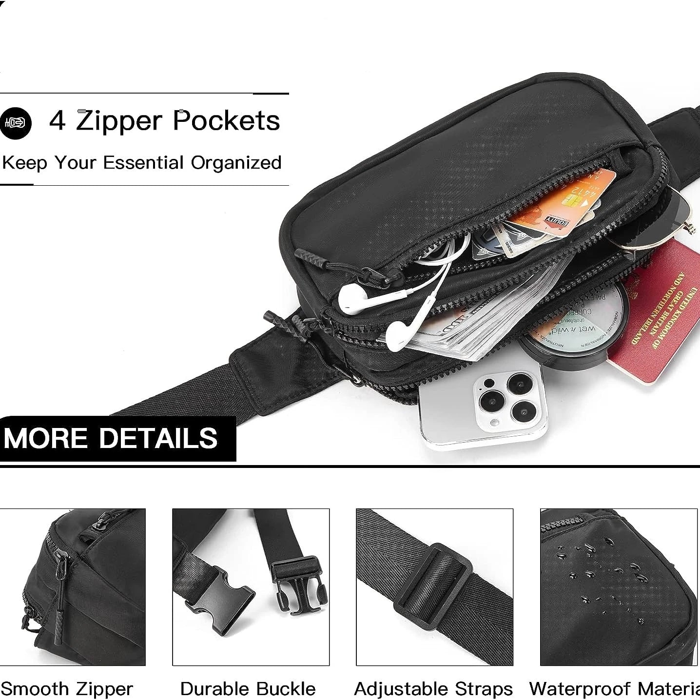 Casual Minimalist Small Crossbody Bag, All-Match Outdoor Sports Zipper