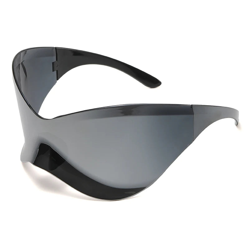 New Oversized Y2K Punk Rimless Sunglasses Women Men Brand Designer Hip