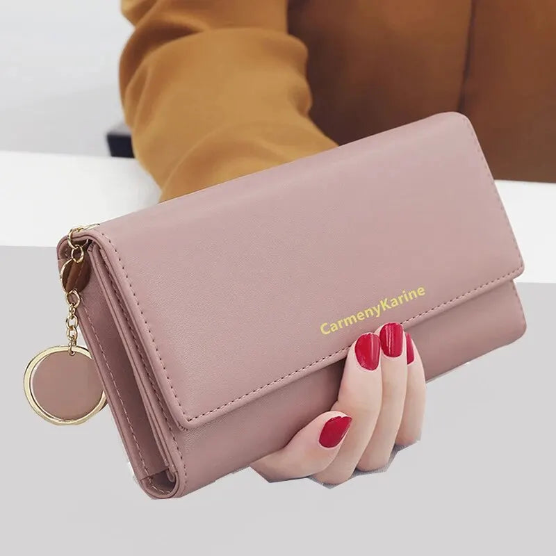 Fashion Women PU Leather Long Wallets Multi-functional Fold Purse