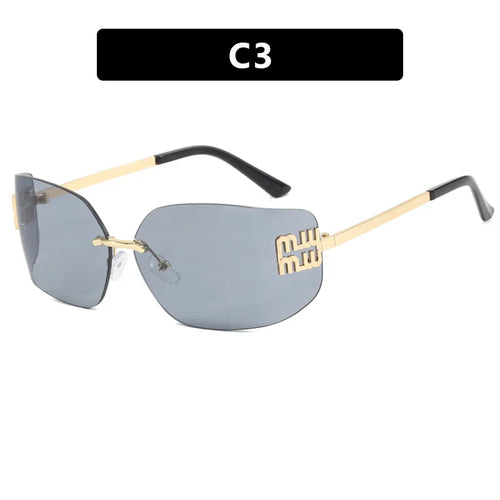 KAMMPT Retro Rimless Design Shades Luxury Metal Women Sunglasses High