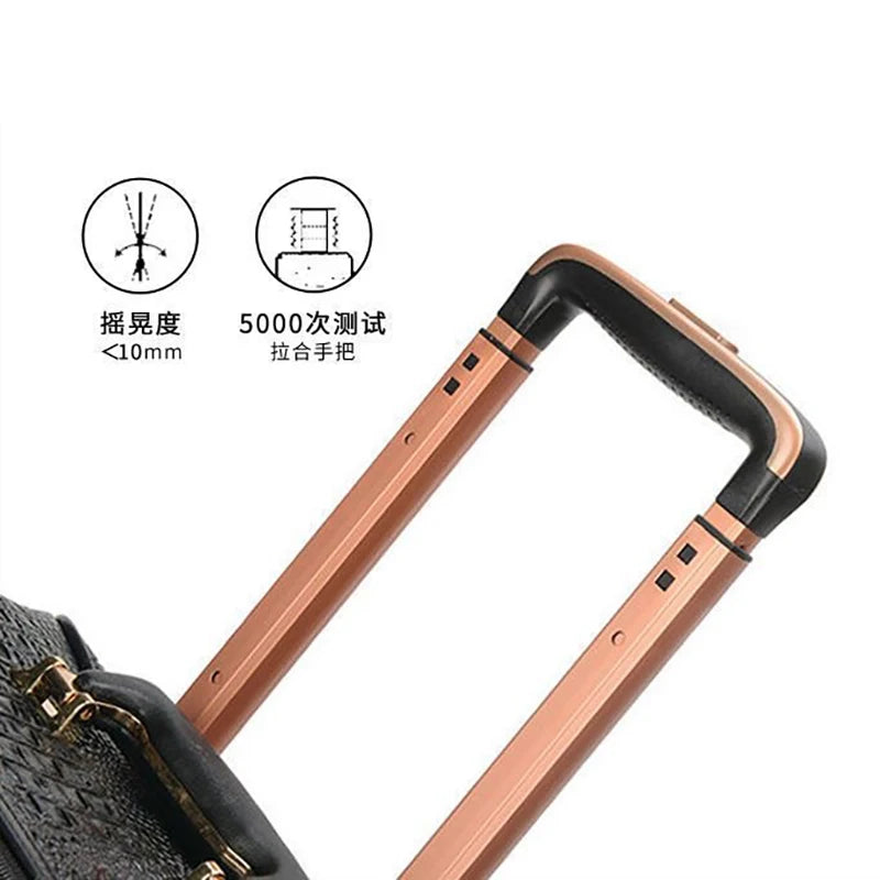 Genuine leather crocodile pattern trolley luggage universal wheel
