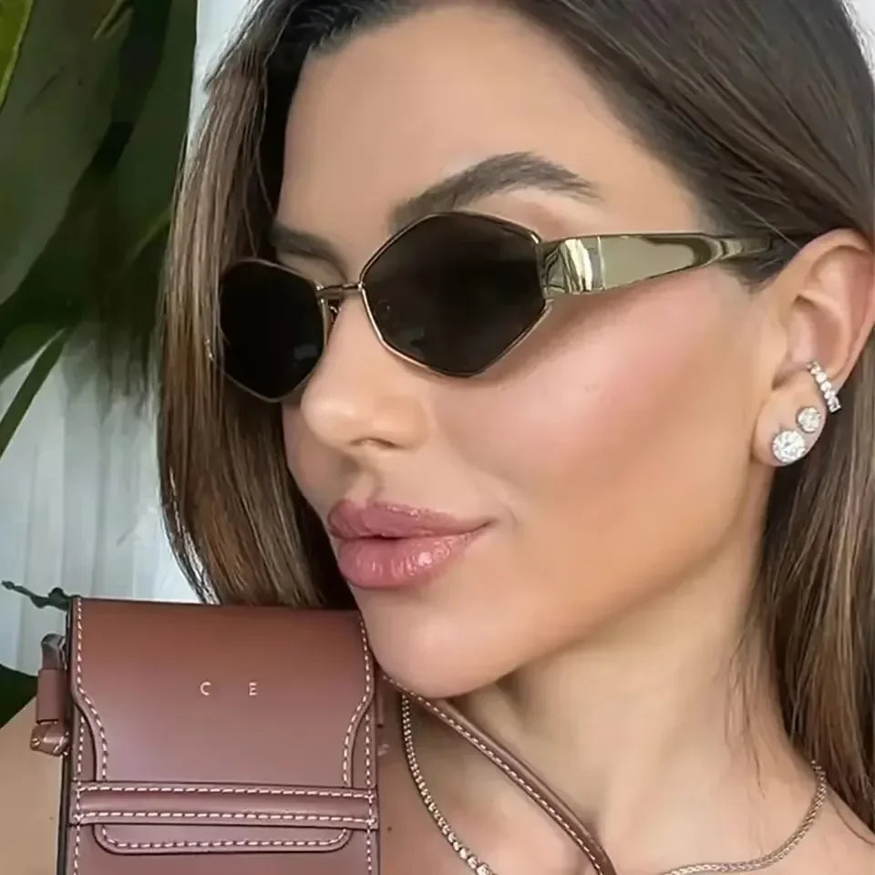 Fashion Hexagon Sunglasses Women 2024 Luxury Brand Design Unique