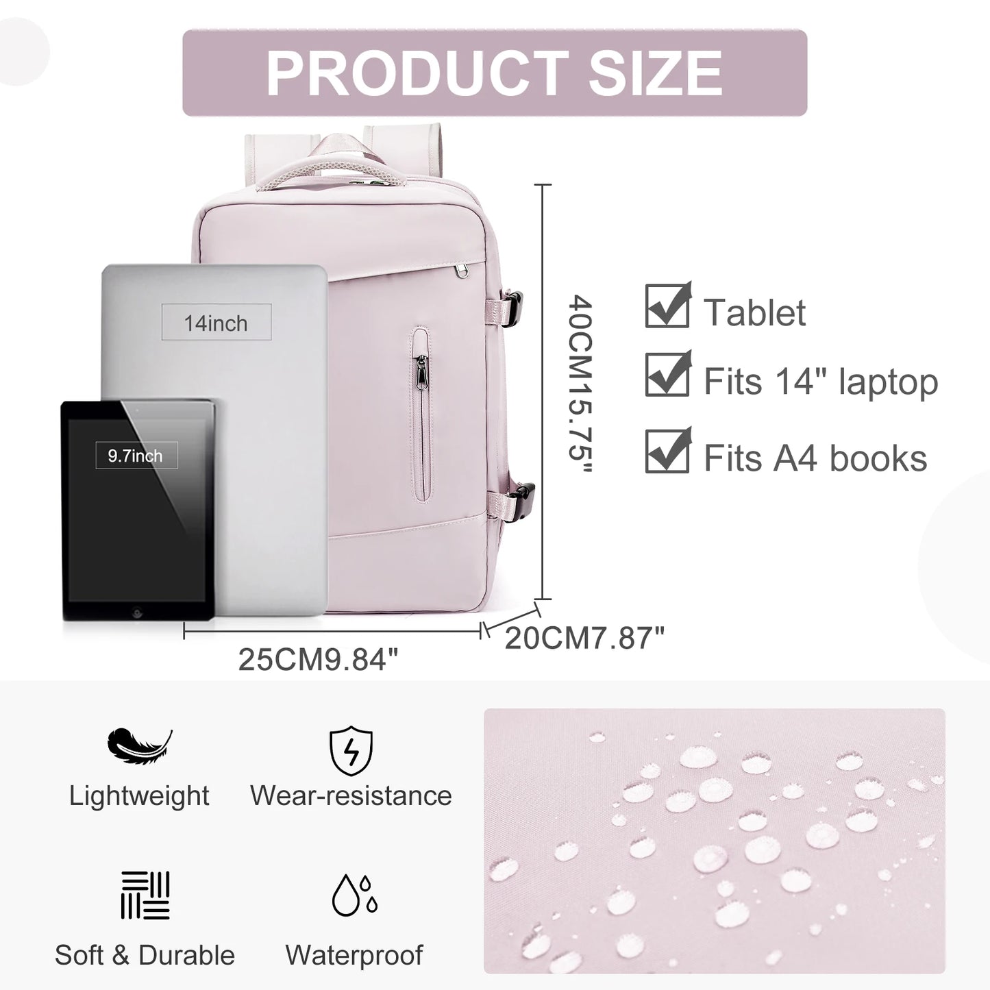 Women's Backpack Travel Suitcase Cabin Bag Aircraft Ryanair 40x20x25