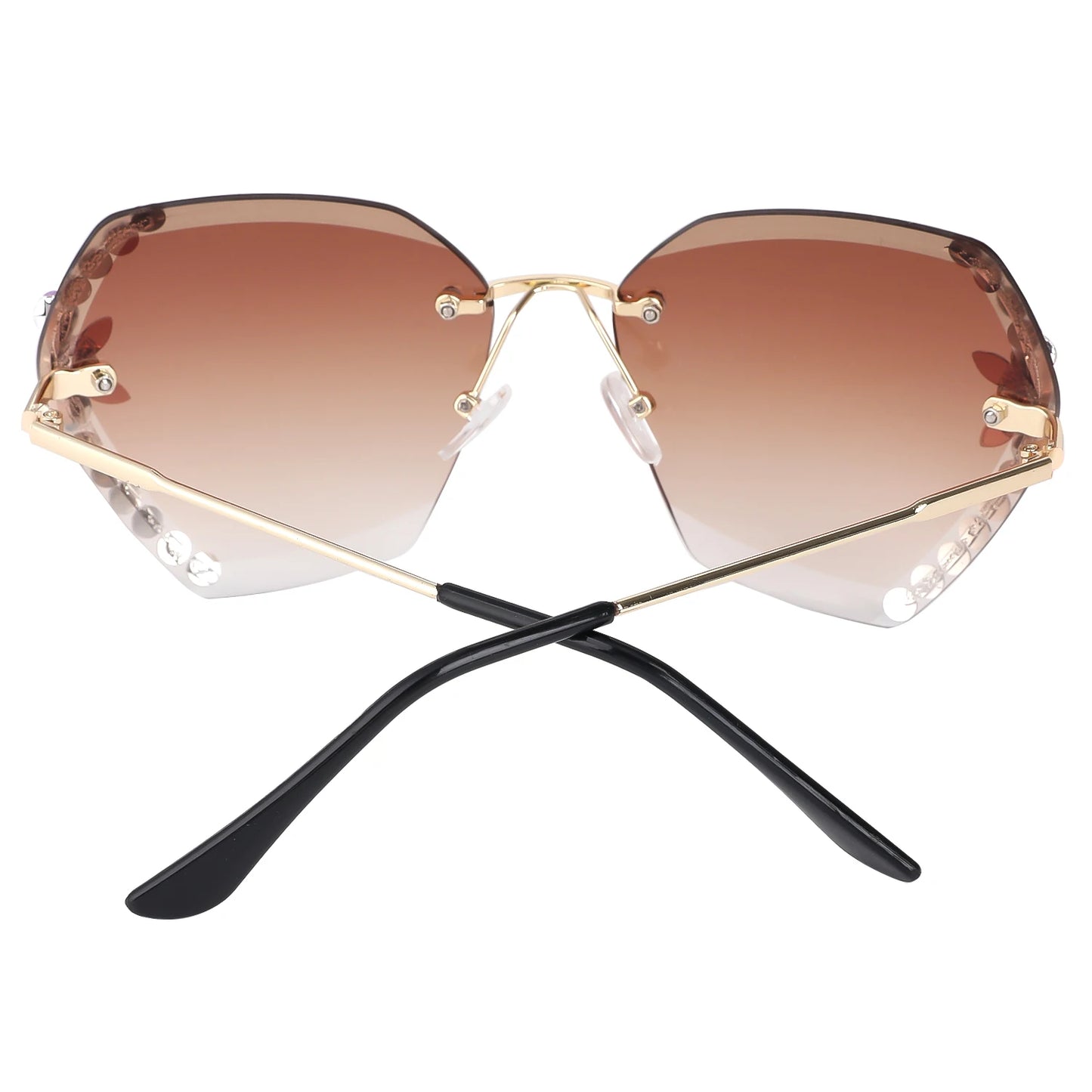 Rimless Diamond Sunglasses Women Men Fashion Polygon Oversized