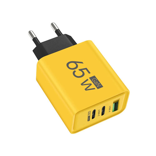 Total 65W GaN USB Charger 3 Ports Fast Charging Type C Adapter Mobile