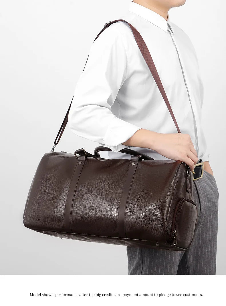 Luxury Brand Leather Travel Bags Handbag Travel Men Large Luggage Tote