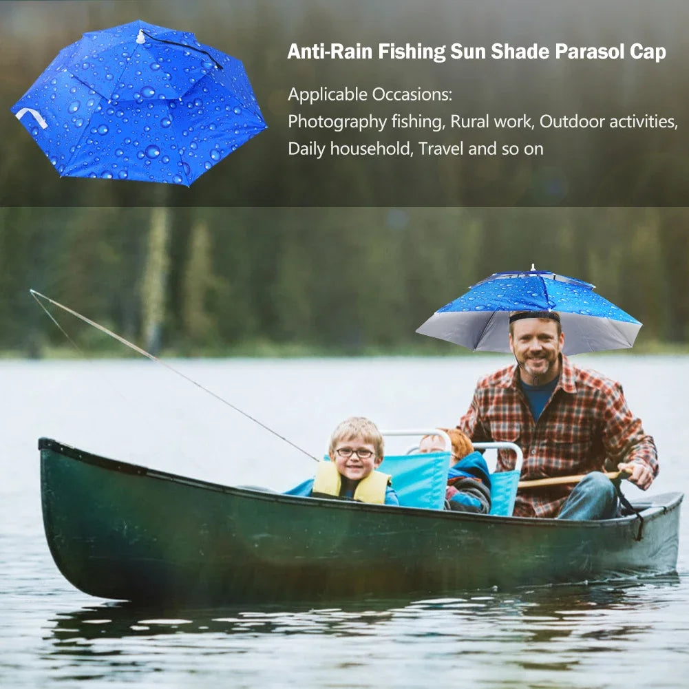 Portable Rain Umbrella Hat Foldable Outdoor Sun Shade Caps Waterproof