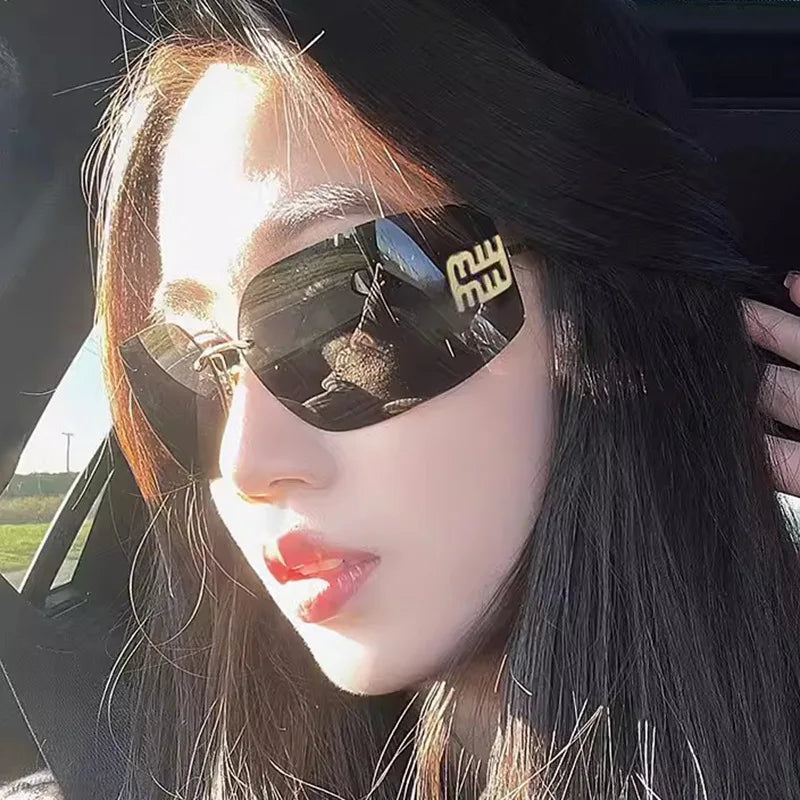 KAMMPT Retro Rimless Design Shades Luxury Metal Women Sunglasses High