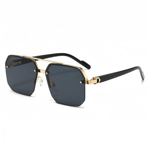 Half Frame Sunglasses Men Women Brand Designer Square Flat Lens Retro