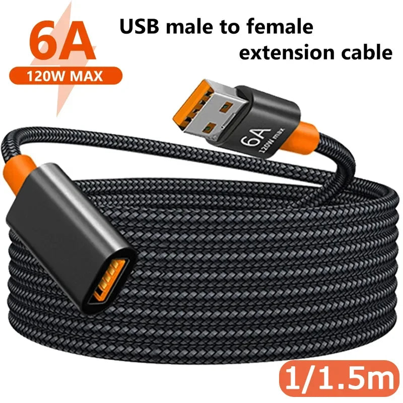 1.5m 6A USB 3.0 Extension Cable Female To Male Extender Cord High