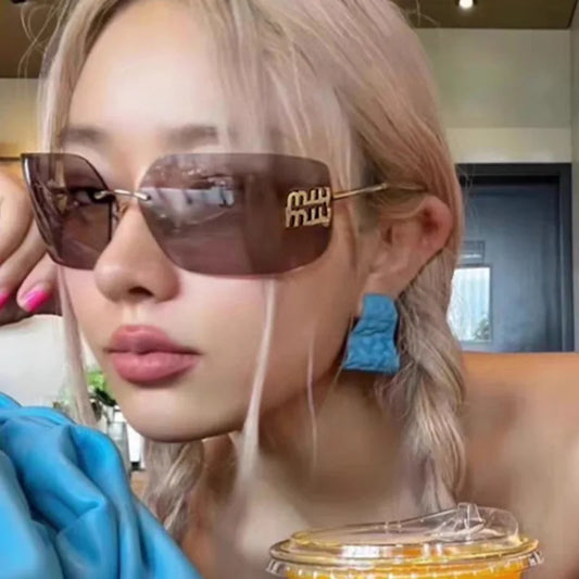 KAMMPT Retro Rimless Design Shades Luxury Metal Women Sunglasses High