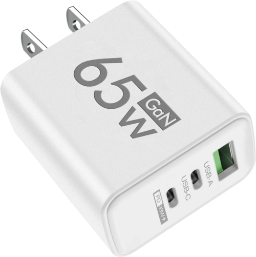 Total 65W GaN USB Charger 3 Ports Fast Charging Type C Adapter Mobile