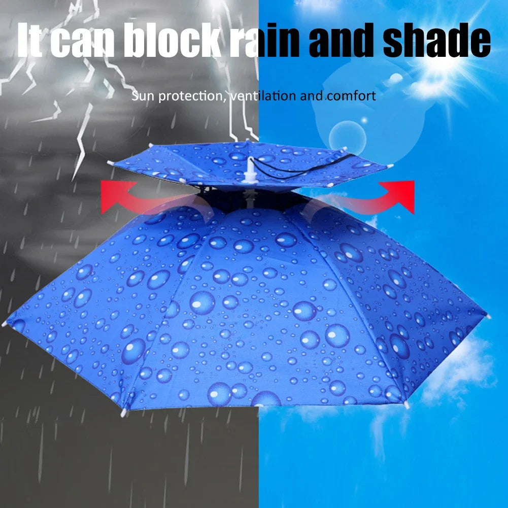 Portable Rain Umbrella Hat Foldable Outdoor Sun Shade Caps Waterproof