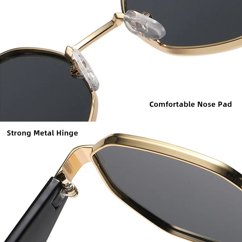 Trendy Polygonal Women's Sunglasses Men Fashion Metal Frame Driving