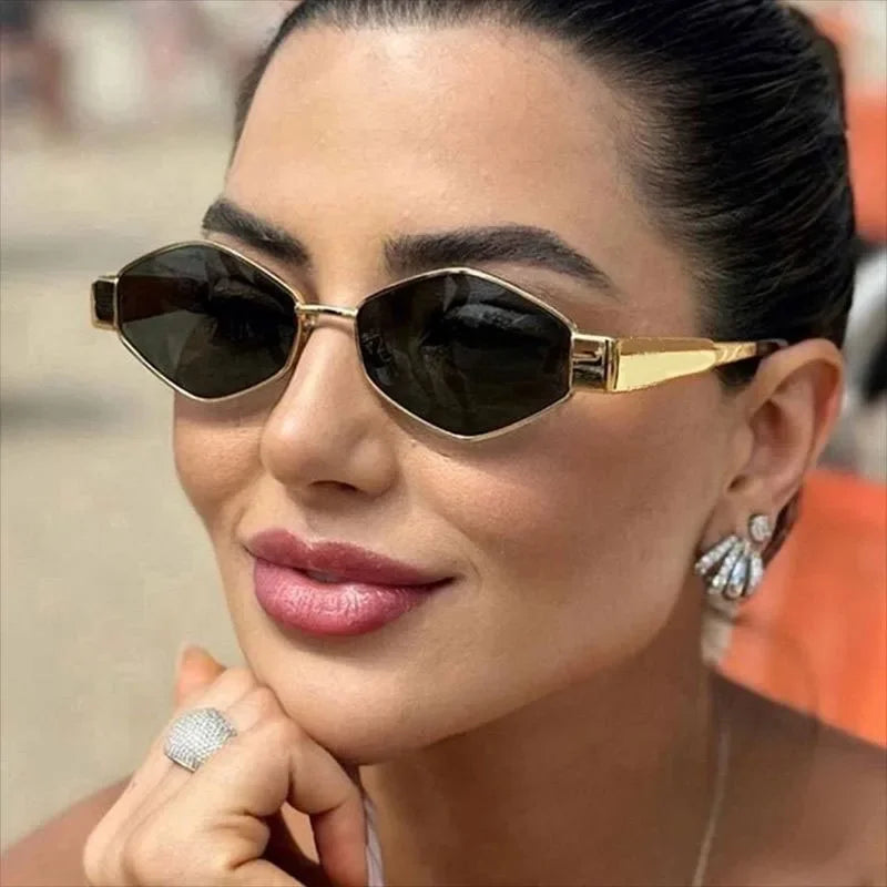 Fashion Hexagon Sunglasses Women 2024 Luxury Brand Design Unique