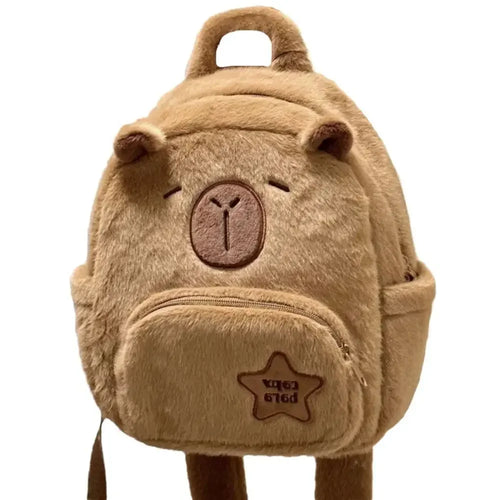 Kawaii Capybara Plush Backpack for Women Versatile Cartoon Funny