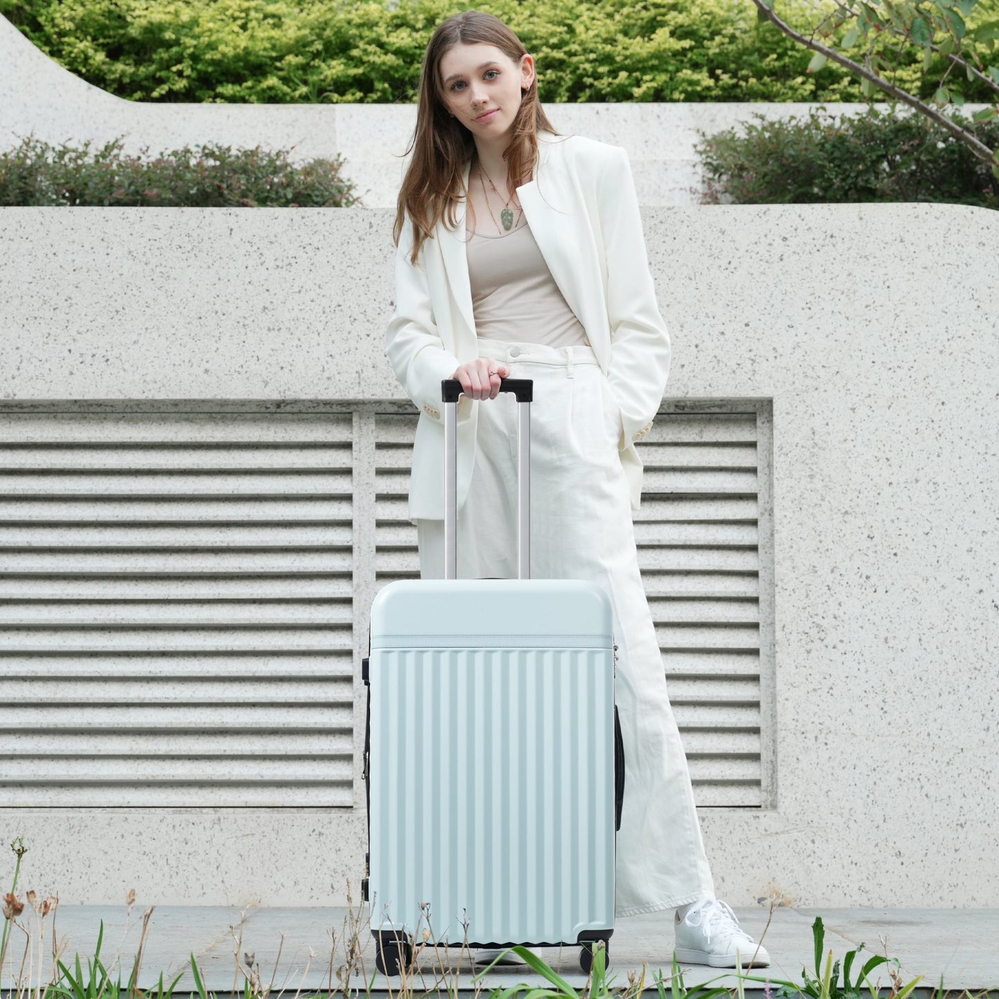 Front Opening Luggage Set 3 Piece, Hardside Carry on Suitcase with USB