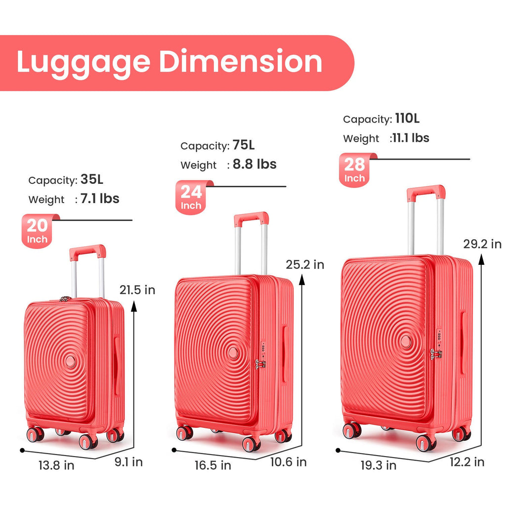 Luggage Sets 3 Piece(20/24/28), Expandable Carry On Luggage with TSA