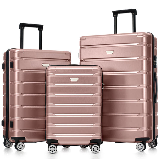 Hardshell Luggage Set 3 Piece, Durable ABS+PC Travel Suitcase with