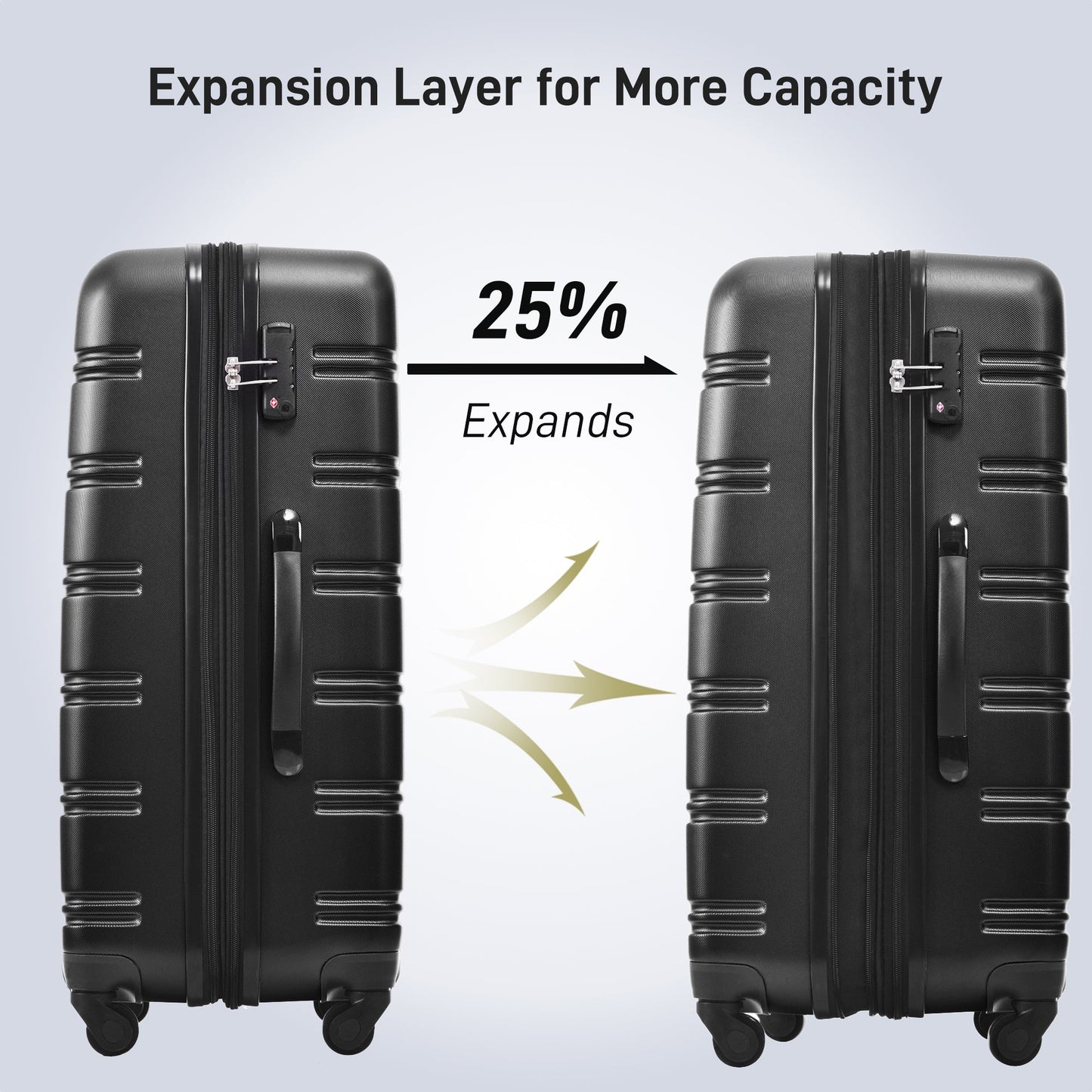 3 Piece Luggage Set Hardside Spinner Suitcase with TSA Lock 20' 24'