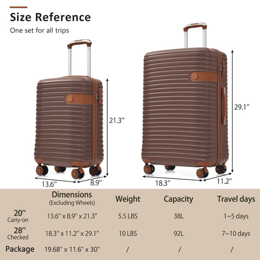 Hardshell Luggage Set with TSA Lock, 360° Spinner Wheels, Lightweight