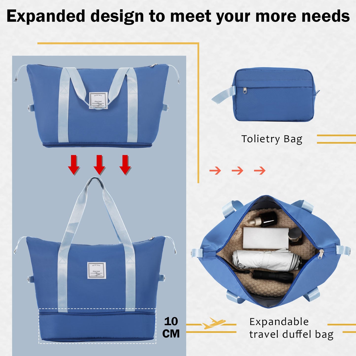 Expandable Spinner Wheels 2 Piece Luggage Set with TSA Lock, Blue, ABS