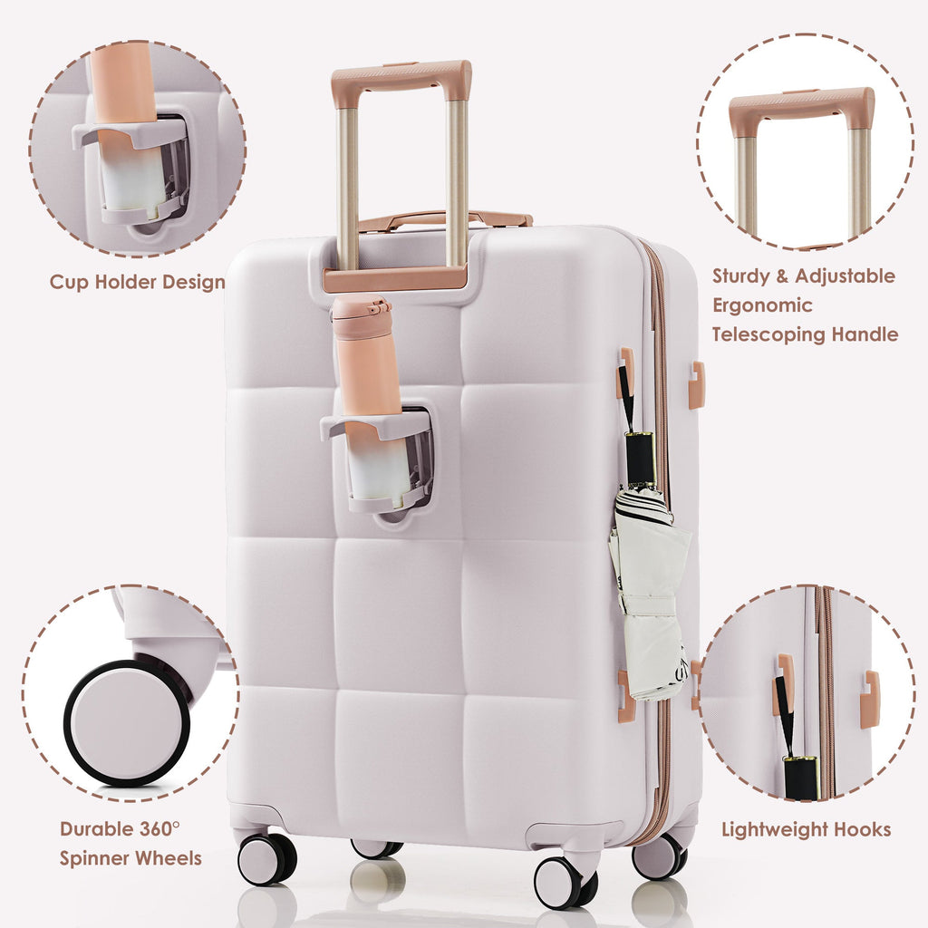Luggage Sets 4 Piece, 20-inch with USB Port, Expandable ABS Durable