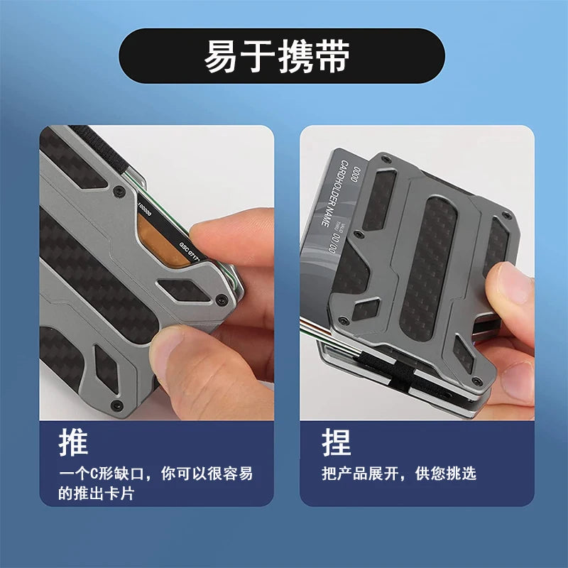 Minimalist Metal Wallet Men Slim Aluminum ID Card Holder Protector RFID Blocking Money Cash Clip Clear Window ID Badge Holder