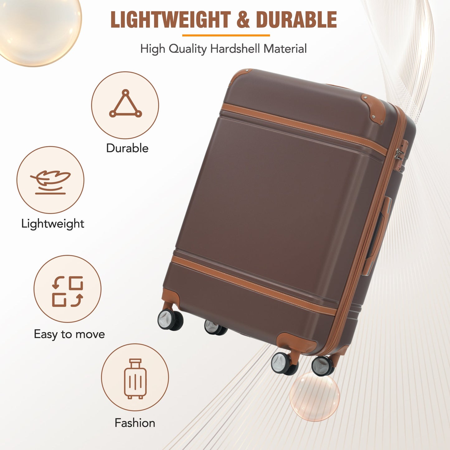 Hardshell Luggage Sets 3 Pieces 20'+28' Luggages and Cosmetic Case