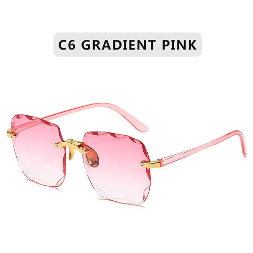 2023 Square Rimless Sunglasses Women Luxury Brand Designer Summer Red