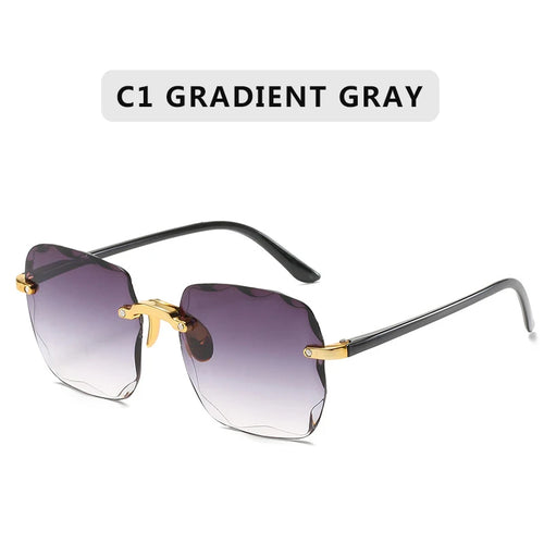 2023 Square Rimless Sunglasses Women Luxury Brand Designer Summer Red