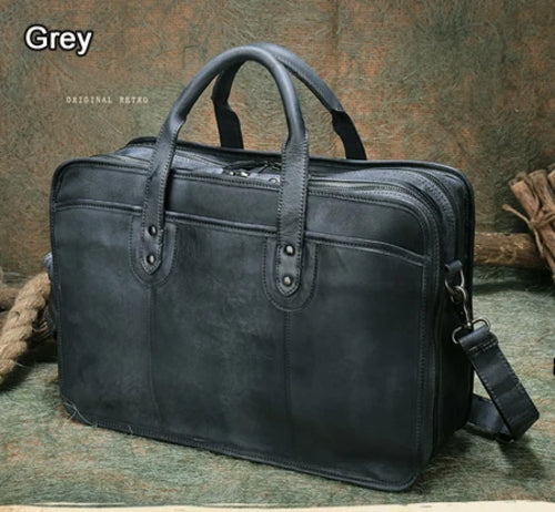 Luxury Vintage Full Grain Genuine Leather Travel Bag Men Weekend