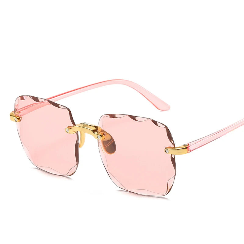 2023 Square Rimless Sunglasses Women Luxury Brand Designer Summer Red