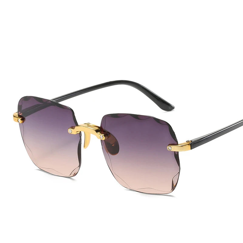 2023 Square Rimless Sunglasses Women Luxury Brand Designer Summer Red