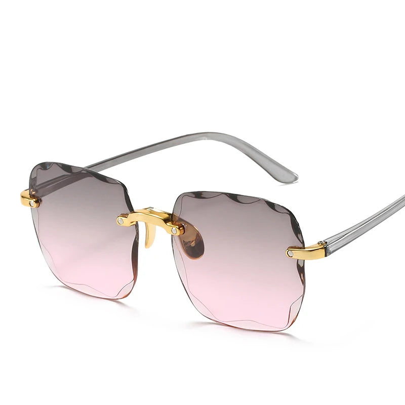 2023 Square Rimless Sunglasses Women Luxury Brand Designer Summer Red
