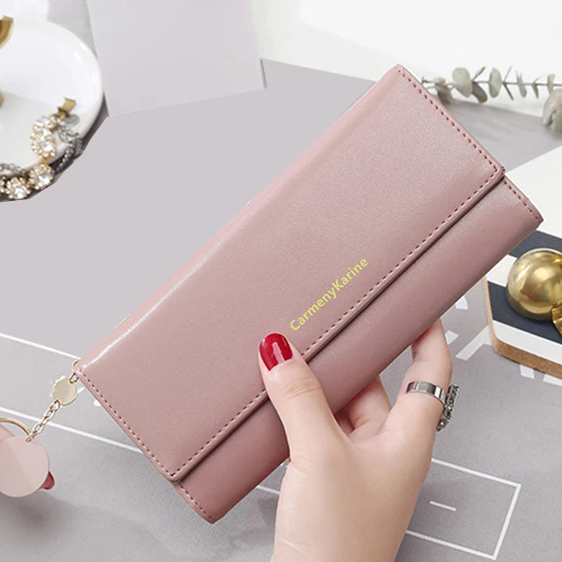 Fashion Women PU Leather Long Wallets Multi-functional Fold Purse