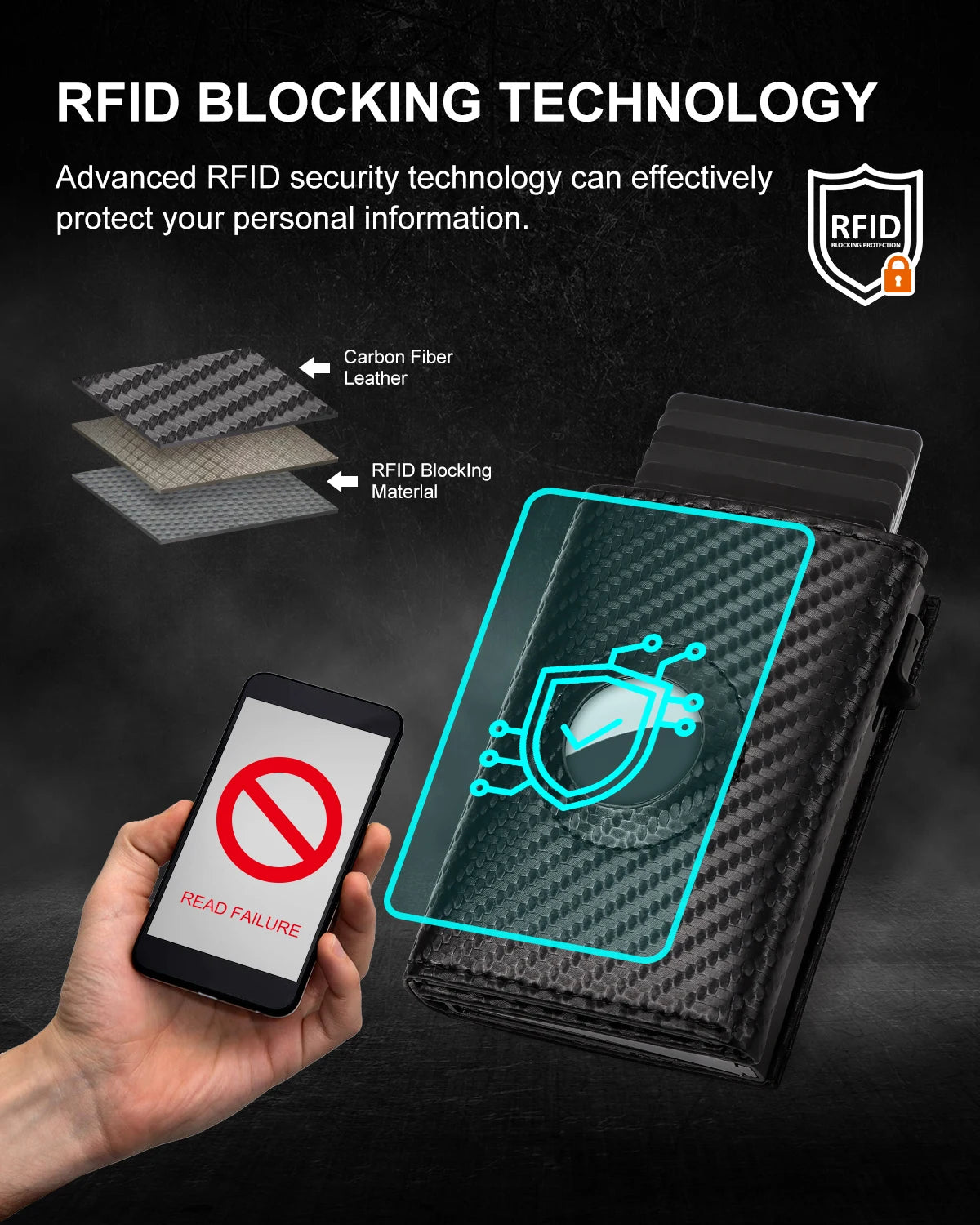 Mens Wallet Card Holder RFID Pop Up Wallet for Men Slim Minimalist
