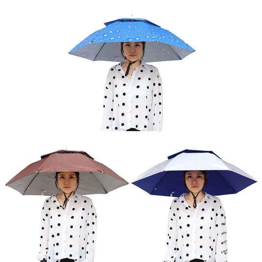 Portable Rain Umbrella Hat Foldable Outdoor Sun Shade Caps Waterproof