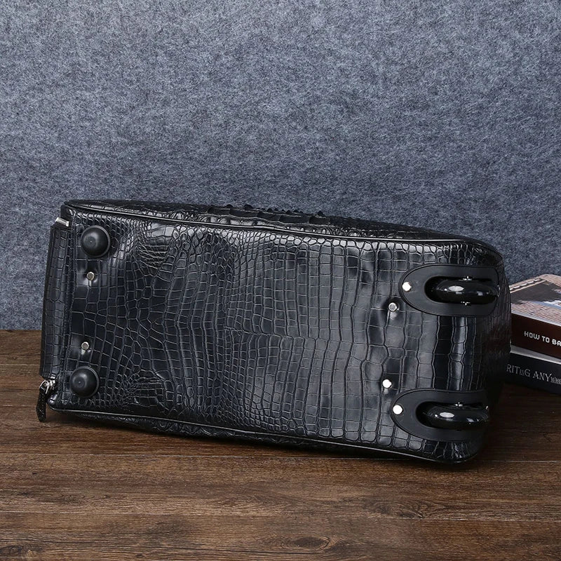 Genuine leather Men's Travel Bag, Business Trolley luxury Handbag,