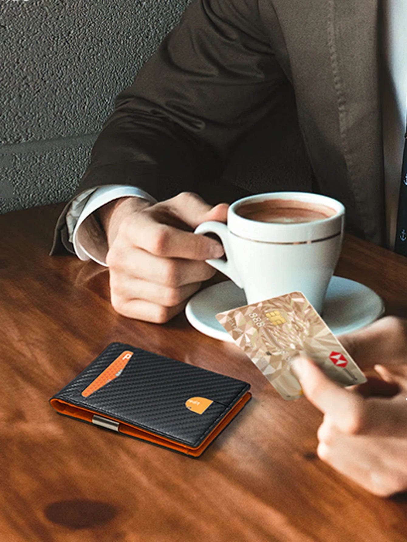 Minimalist men's RFID blocking multi-functional ultra-thin 12-card